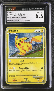Pikachu (PROMO)(GERMAN) : PIKACHU WORLD COLLECTION 2010 - CERTIFIED GUARANTY COMPANY Graded Card - 6.5 EX/NM+