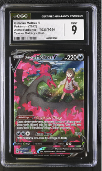 Galarian Moltres V (TRAINER GALLERY - HOLO) : TG20/TG30 SWORD AND SHIELD - ASTRAL RADIANCE - CERTIFIED GUARANTY COMPANY Graded Card - 9 MINT