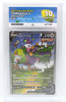 Tornadus V (SPECIAL ART) : 185/198 SWORD AND SHIELD - CHILLING REIGN - ACE GRADING Graded Card - 10 GEM MINT