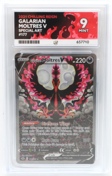 Galarian Moltres V (SPECIAL ART) : 177/198 SWORD AND SHIELD - CHILLING REIGN - ACE GRADING Graded Card - 9 MINT