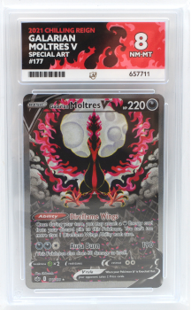 Galarian Moltres V (SPECIAL ART) : 177/198 SWORD AND SHIELD - CHILLING REIGN - ACE GRADING Graded Card - 8 MN-MT