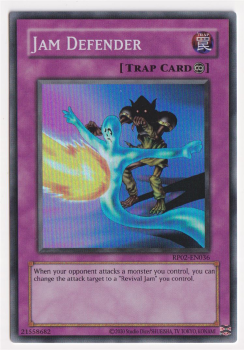 Jam Defender (Super Rare) single card from Yu-Gi-Oh