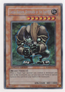 Green Baboon, Defender of the Forest (Secret Rare) single card from Yu-Gi-Oh