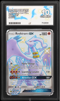 Reshiram GX (FULL ART) : SV51/SV94 SUN AND MOON â HIDDEN FATES - ACE GRADING Graded Card â 10 GEM MINT