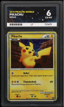 Pikachu (PROMO) : 2010 Pikachu World Promo - ACE GRADING Graded Card - 6 EX-MT