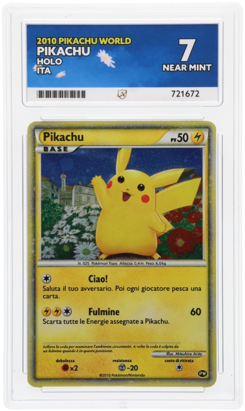 Pikachu (PROMO)(ITA) : 2010 Pikachu World Promo - ACE GRADING Graded Card - 7 NEAR MINT Pikachu (PROMO)(ITA) : 2010 Pikachu World Promo - ACE GRADING Graded Card - 7 NEAR MINT