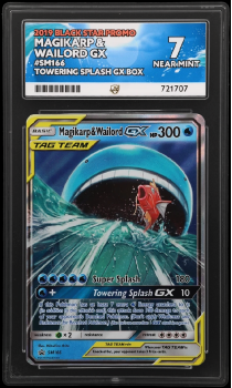 Magikarp and Wailord GX (PROMO) : SM166 BLACK STAR PROMO - ACE GRADING Graded Card - 7 NEAR MINT