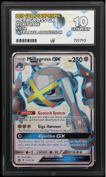 Metagross GX (SECRET RARE) : 157a/145 GUARDIANS RISING - ACE GRADING Graded Card - 10 GEM MINT