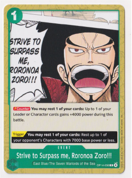 Strive to Surpass me, Roronoa Zoro!!! single card from One Piece Card Game