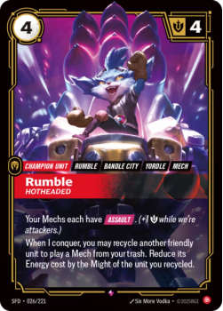 Rumble, Hotheaded single card from Riftbound : League of Legends Card Game