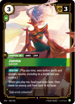 Janna, Savior single card from Riftbound : League of Legends Card Game