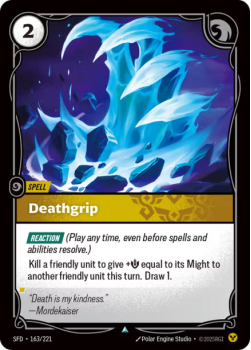 Deathgrip single card from Riftbound : League of Legends Card Game