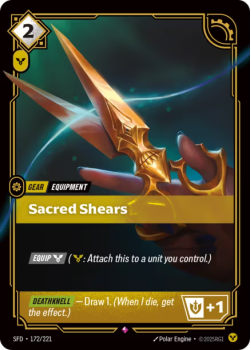 Sacred Shears single card from Riftbound : League of Legends Card Game