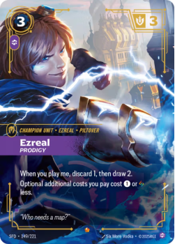 Ezreal, Prodigy single card from Riftbound : League of Legends Card Game
