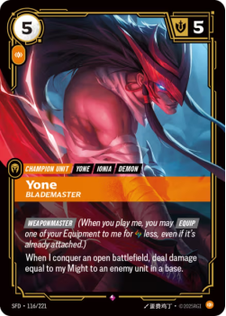 Yone, Blademaster single card from Riftbound : League of Legends Card Game