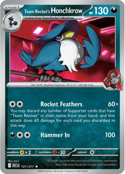 Team Rocket's Honchkrow single card from Pokemon