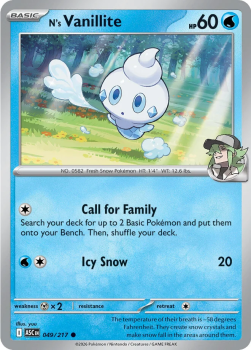 N's Vanillite single card from Pokemon