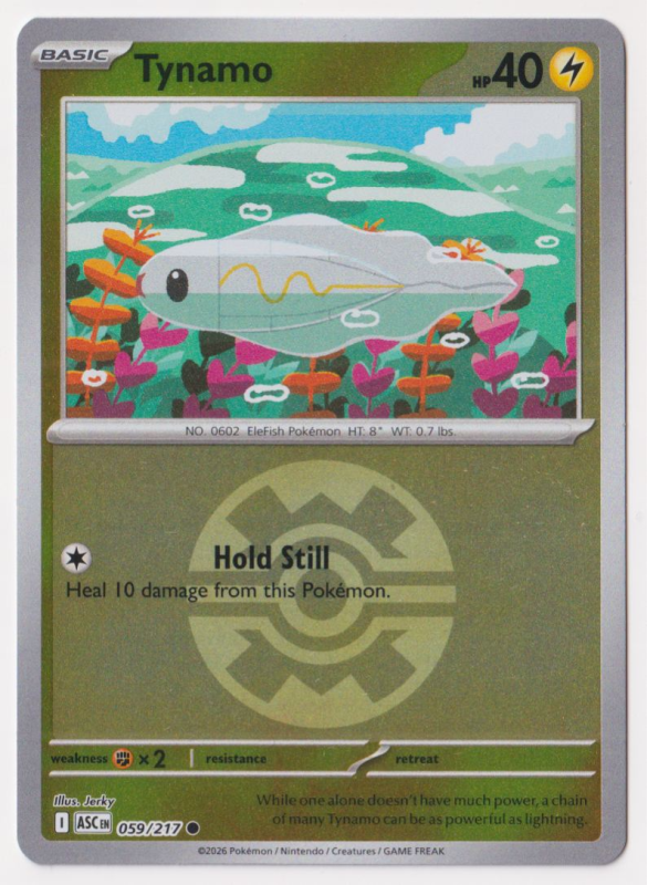 Tynamo (QUICK BALL REVERSE HOLO) : MEGA EVOLUTION - ASCENDED HEROES 59/217 - Pokemon Single Card Tynamo (QUICK BALL REVERSE HOLO) : MEGA EVOLUTION - ASCENDED HEROES 59/217 - Pokemon Single Card