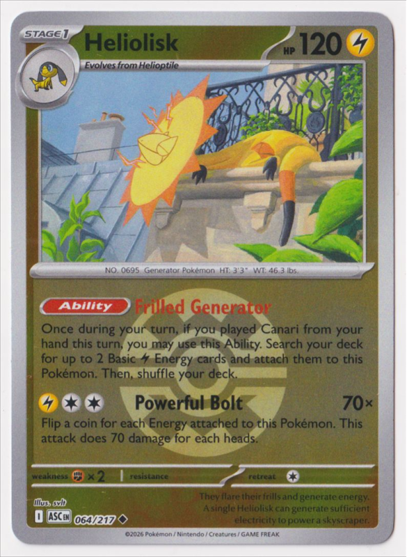 Heliolisk (QUICK BALL REVERSE HOLO) : MEGA EVOLUTION - ASCENDED HEROES  64/217 - Pokemon Single Card