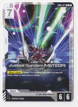 Justice Gundam (METEOR) single card from Gundam Card Game
