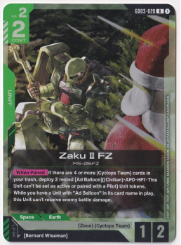 Zaku Ⅱ FZ single card from Gundam Card Game