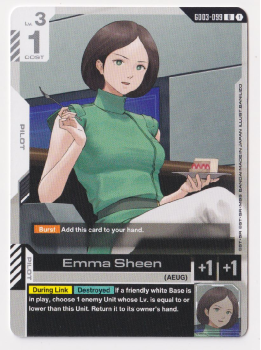 Emma Sheen single card from Gundam Card Game
