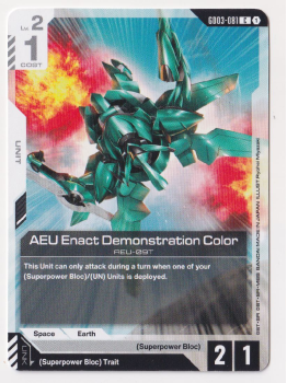 AEU Enact Demonstration Color single card from Gundam Card Game
