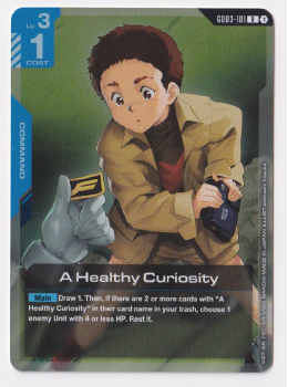 A Healthy Curiosity single card from Gundam Card Game