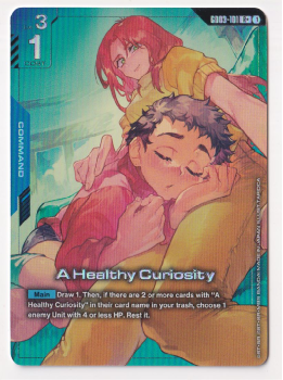 A Healthy Curiosity (R+) single card from Gundam Card Game