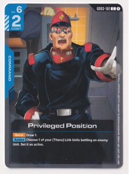Privileged Position single card from Gundam Card Game