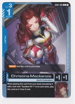 Christina Mackenzie single card from Gundam Card Game