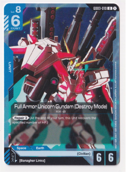 Full Armor Unicorn Gundam (Destroy Mode) single card from Gundam Card Game