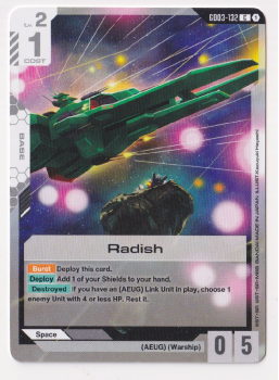 Radish single card from Gundam Card Game