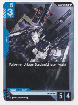 Full Armor Unicorn Gundam (Unicorn Mode) single card from Gundam Card Game