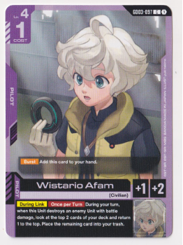 Wistario Afam single card from Gundam Card Game