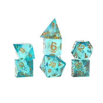 Sharp Aqua Fairy 7-Piece Polyhedral Dice Set