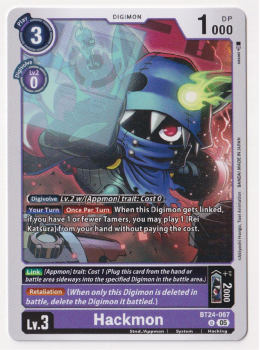 Hackmon single card from Digimon Card Game