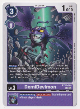 DemiDevimon single card from Digimon Card Game