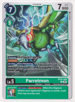 Parrotmon single card from Digimon Card Game