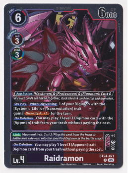Raidramon single card from Digimon Card Game