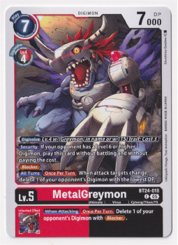 MetalGreymon single card from Digimon Card Game