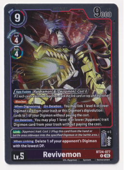 Revivemon single card from Digimon Card Game