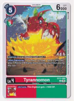 Tyrannomon single card from Digimon Card Game
