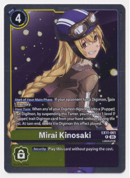 Mirai Kinosaki single card from Digimon Card Game