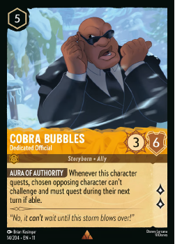 Cobra Bubbles - Dedicated Official single card from Disney Lorcana