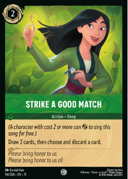 Strike A Good Match single card from Disney Lorcana