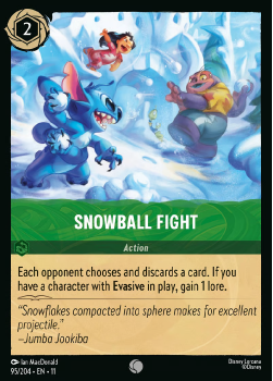 Snowball Fight single card from Disney Lorcana