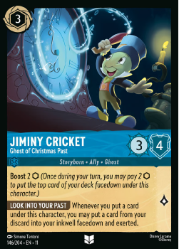 Jiminy Cricket - Ghost of Christmas Past single card from Disney Lorcana