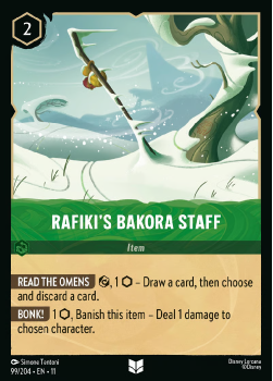 Rafiki's Bakora Staff single card from Disney Lorcana