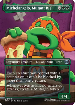 Michelangelo, Mutant BFF (BORDERLESS) single card from Magic: the Gathering
